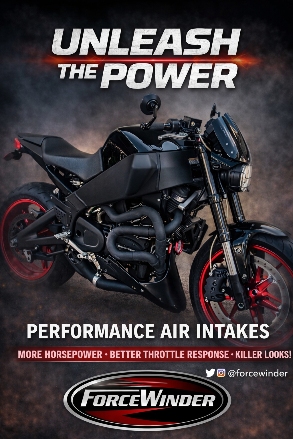 Buell XB Exhaust Satin Black System by ForceWinder Performance