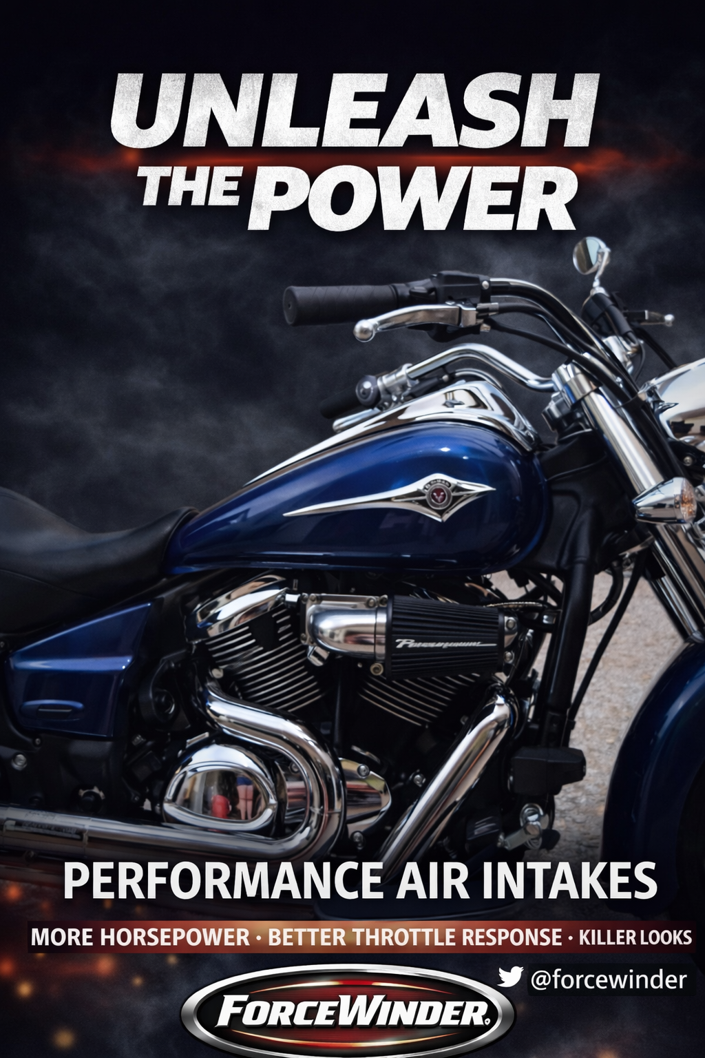 Kawasaki VN 900 Polished Air Cleaner by ForceWinder Performance Intakes