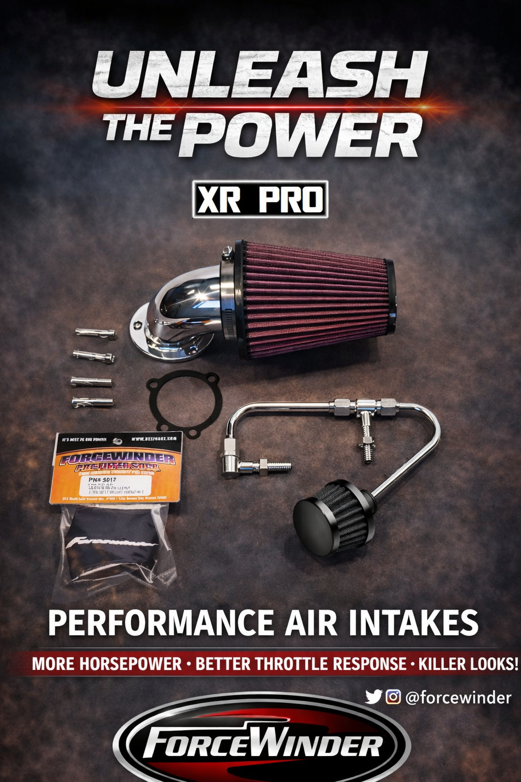ForceWinder Intake XRII Optinum Series Polished For Harley Davdison and Buell Motorcycles