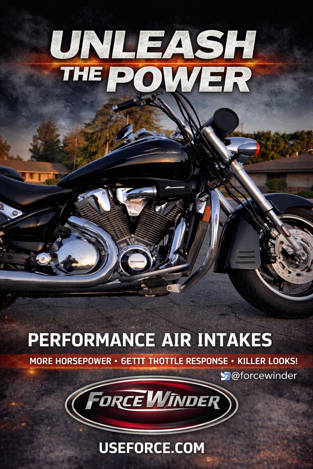 Honda VTX 1800 Black air cleaner by ForceWinder Performance Intakes