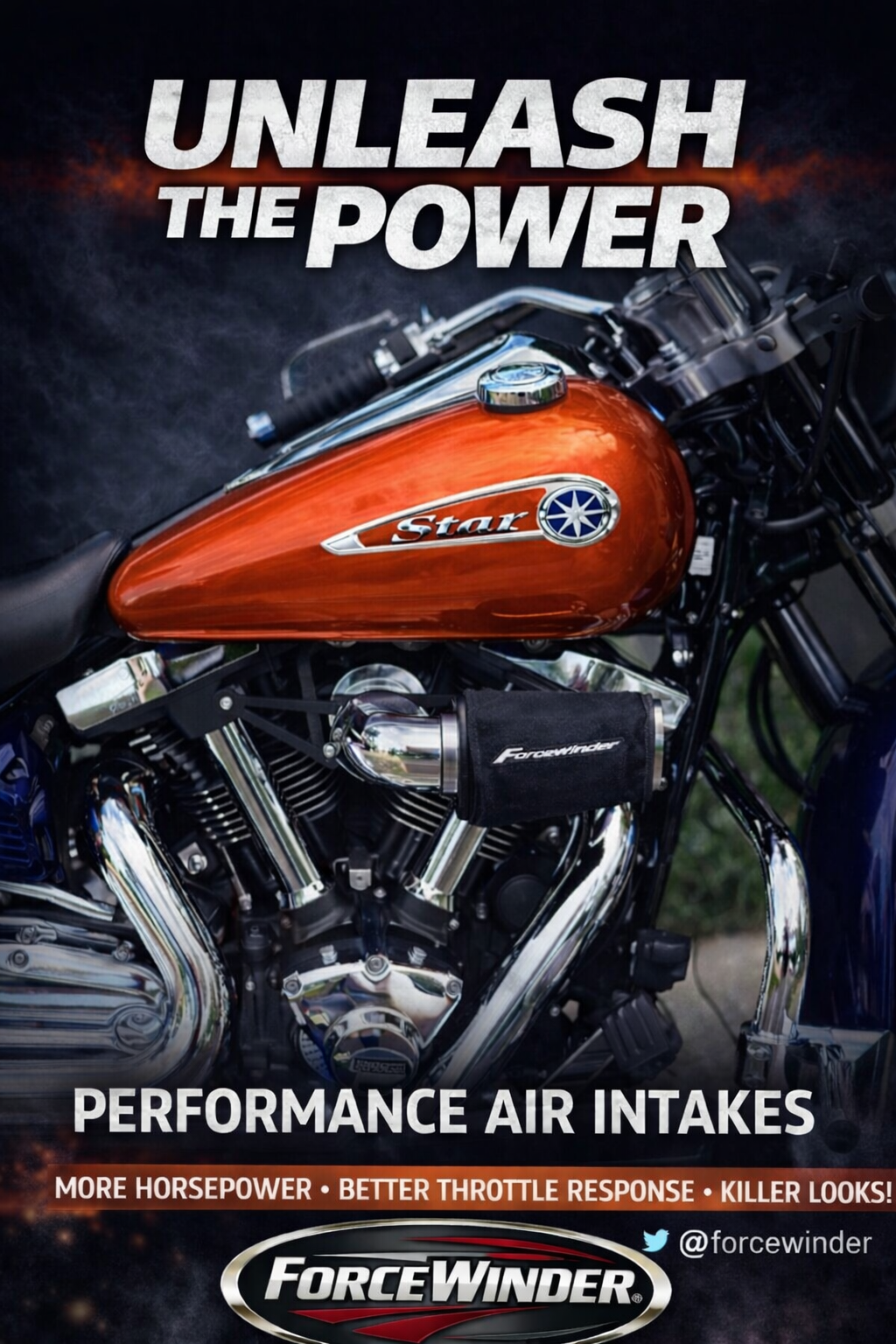 Yamaha Road Star Orange air cleaner by ForceWinder Performance Intakes
