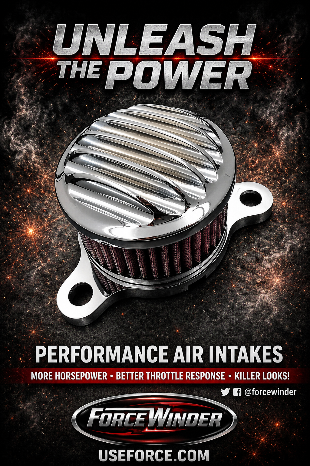 ForceWinder Harley Sportster Black Ops Chrome Intake